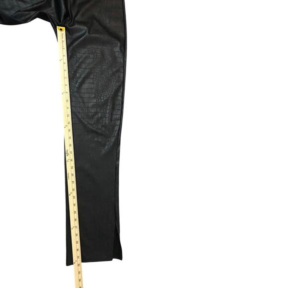 Missy Empire Faux Croc Pants Womens Size 12 Black High Waist Stretch Moto Y2K - Picture 8 of 9